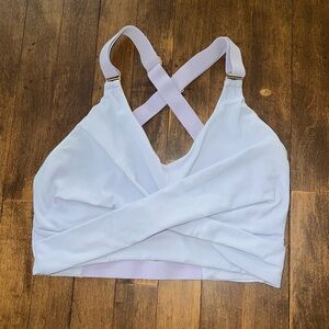 BuffBunny White Cross-Front Sports Bralette
